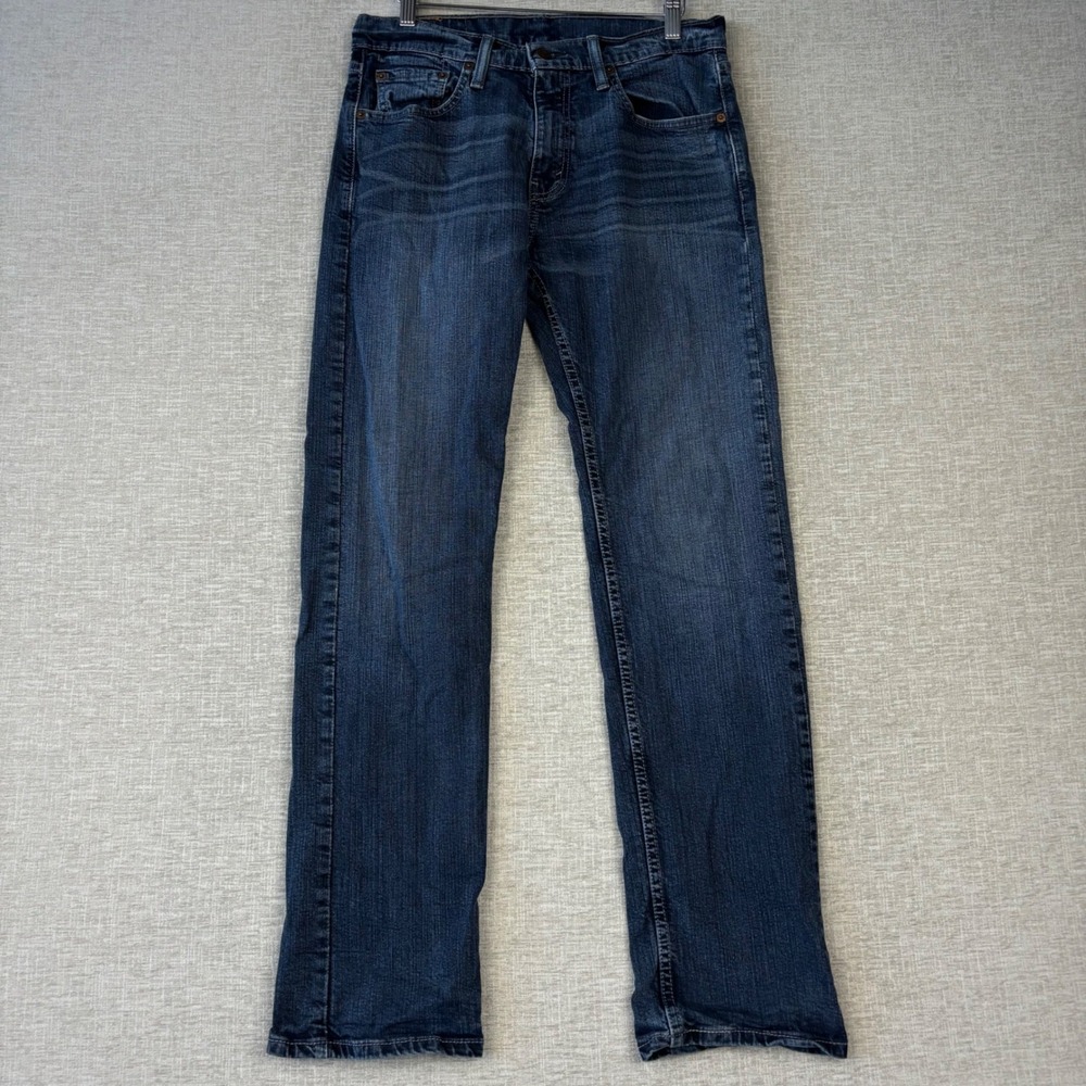 Levis 505 Mens 29x32 Jeans Grungy Dark Washed Blue Denim Grainy Fade Pants